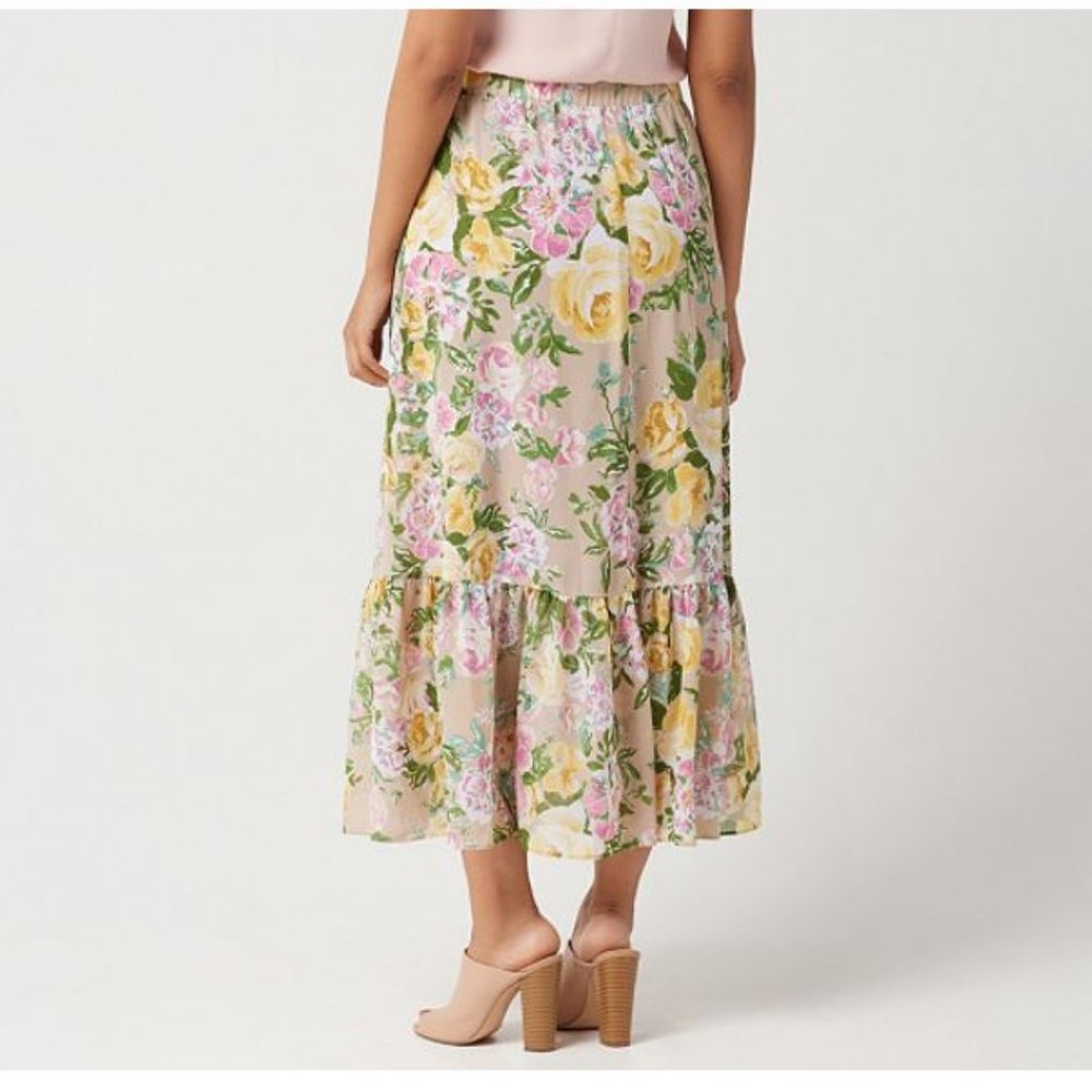 Susan Graver Printed Chiffon Tiered Maxi Skirt 632 - Picture 2 of 2